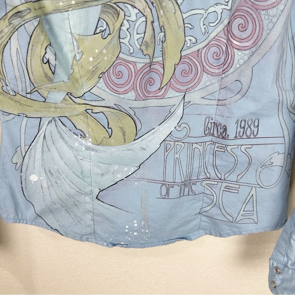 Disney Store Princess Ariel Snap Button Down Blouse Long Sleeve Small Vintage - Picture 8 of 8